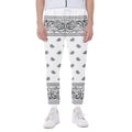 White And Black Paisley Bandana Print Joggers