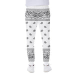 White And Black Paisley Bandana Print Scuba Joggers