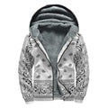 White And Black Paisley Bandana Print Sherpa Lined Zip Up Hoodie