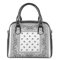 White And Black Paisley Bandana Print Shoulder Handbag