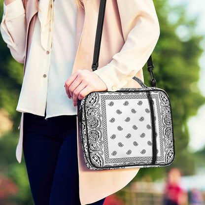 White And Black Paisley Bandana Print Shoulder Strap Bible Bag