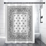 White And Black Paisley Bandana Print Shower Curtain