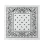 White And Black Paisley Bandana Print Silk Bandana