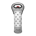 White And Black Paisley Bandana Print Single Neoprene Wine Tote