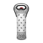 White And Black Paisley Bandana Print Single Neoprene Wine Tote