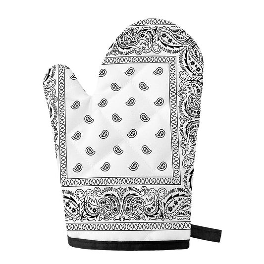 White And Black Paisley Bandana Print Single Oven Mitt