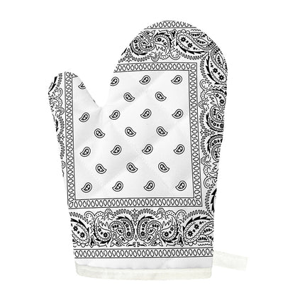 White And Black Paisley Bandana Print Single Oven Mitt