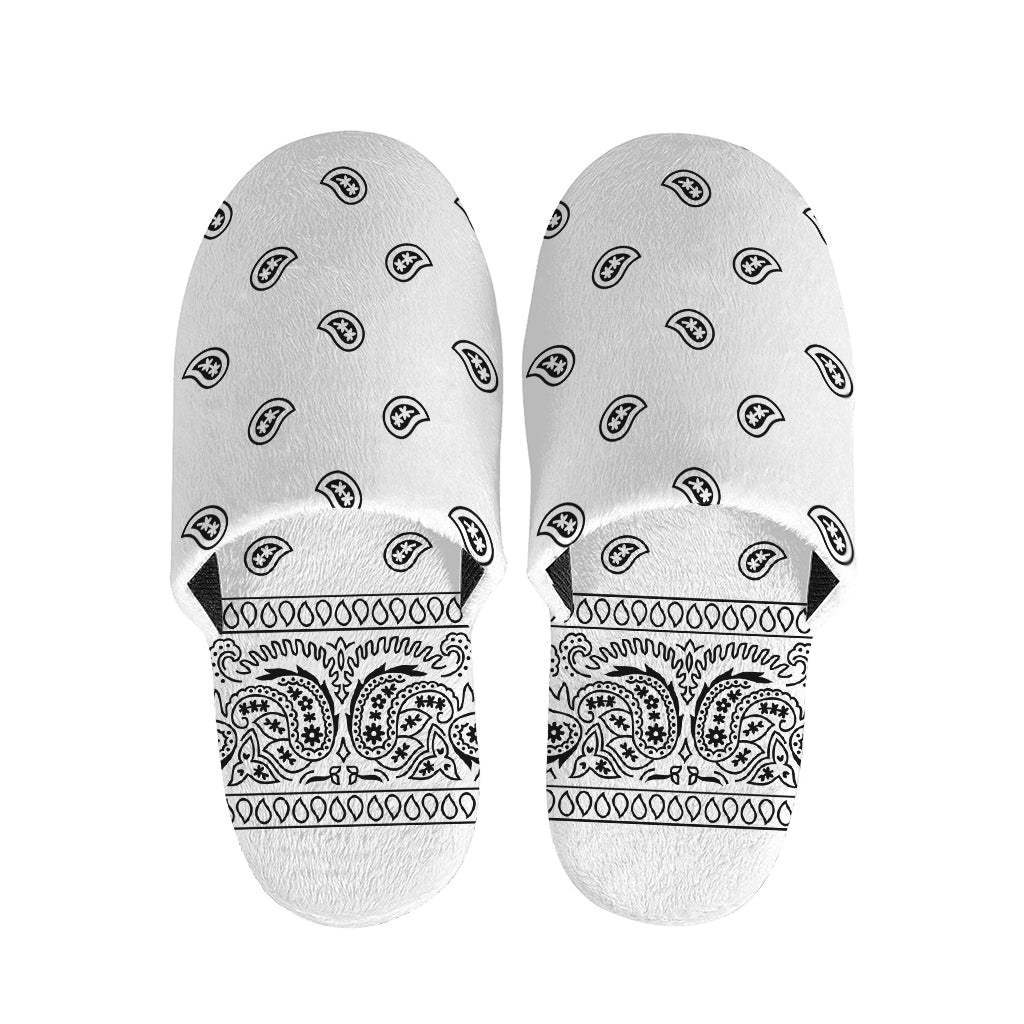 White And Black Paisley Bandana Print Slippers