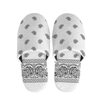White And Black Paisley Bandana Print Slippers