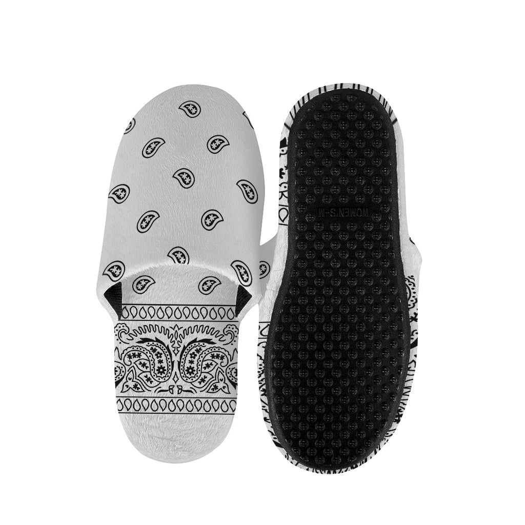 White And Black Paisley Bandana Print Slippers