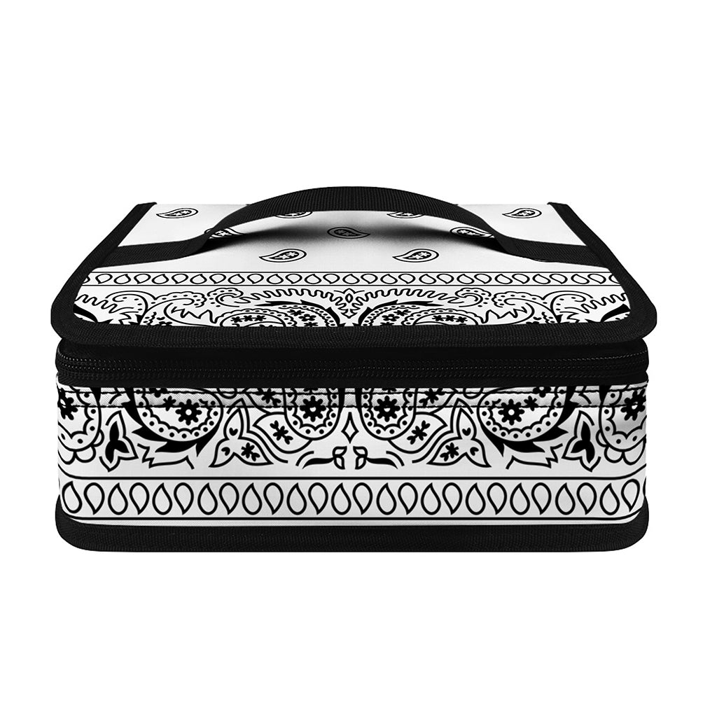 White And Black Paisley Bandana Print Small Lunch Bag