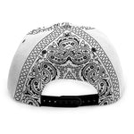 White And Black Paisley Bandana Print Snapback Cap