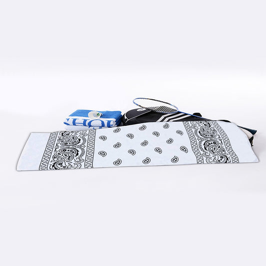 White And Black Paisley Bandana Print Sports Towel