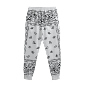 White And Black Paisley Bandana Print Sweatpants