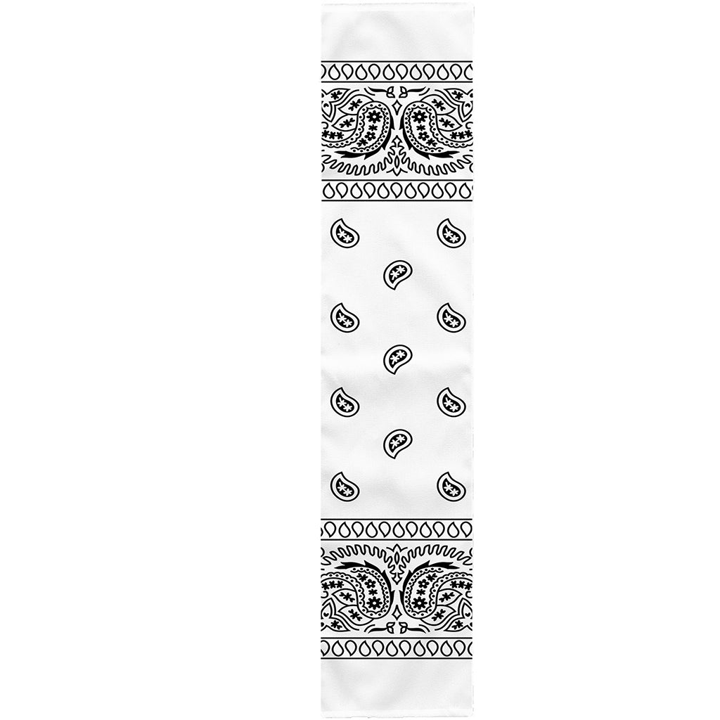 White And Black Paisley Bandana Print Table Runner