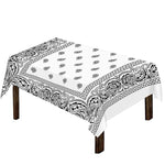 White And Black Paisley Bandana Print Tablecloth