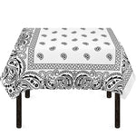 White And Black Paisley Bandana Print Tablecloth