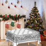 White And Black Paisley Bandana Print Tablecloth