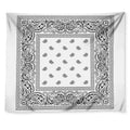 White And Black Paisley Bandana Print Tapestry
