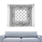 White And Black Paisley Bandana Print Tapestry