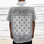 White And Black Paisley Bandana Print Textured Short Sleeve Shirt