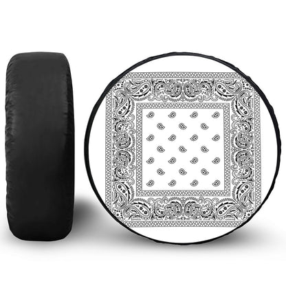 White And Black Paisley Bandana Print Tire Cover