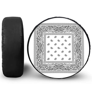 White And Black Paisley Bandana Print Tire Cover