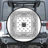 White And Black Paisley Bandana Print Tire Cover With Camera Hole