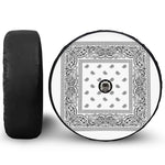 White And Black Paisley Bandana Print Tire Cover With Camera Hole