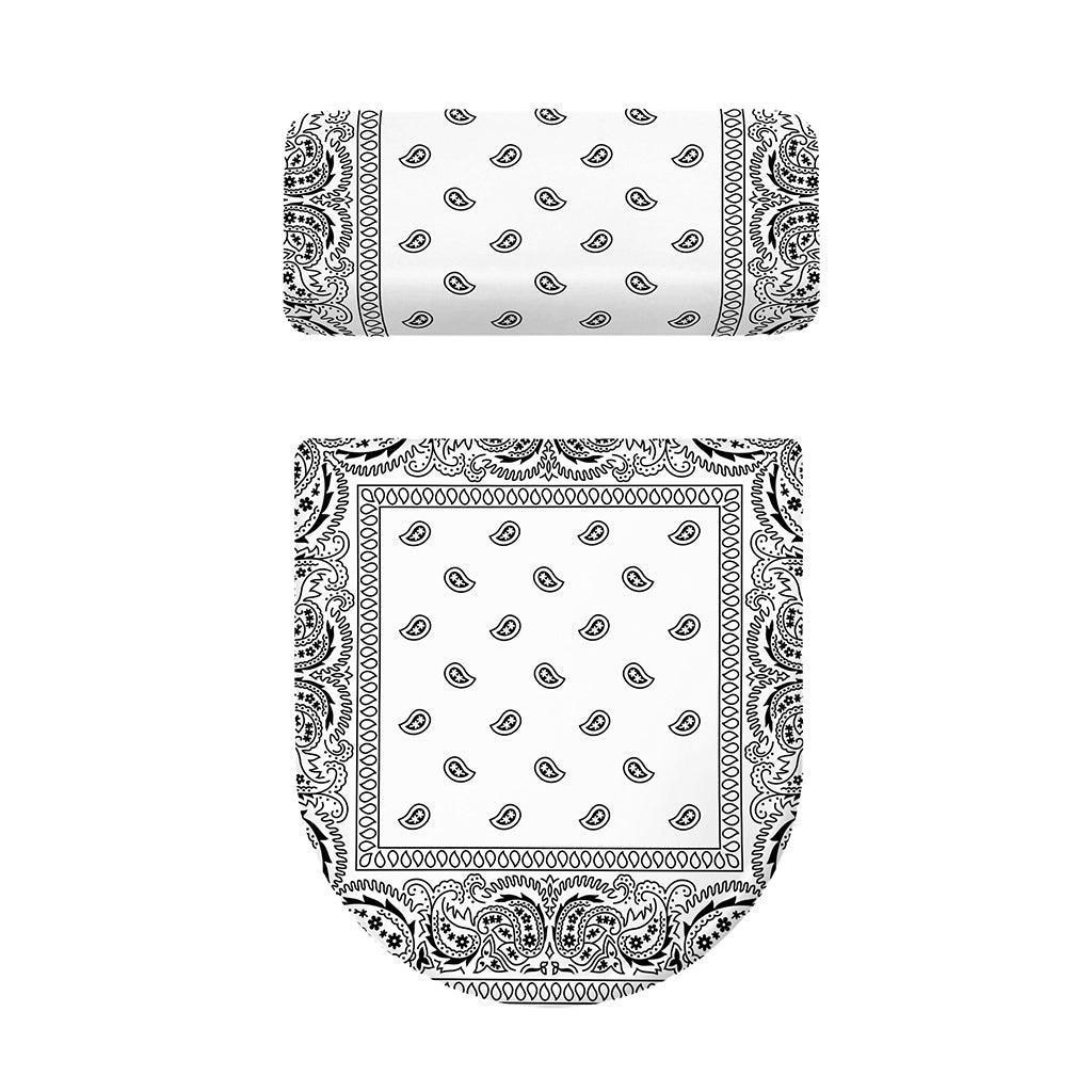White And Black Paisley Bandana Print Toilet Lid And Tank Cover Set