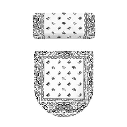 White And Black Paisley Bandana Print Toilet Lid And Tank Cover Set
