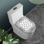 White And Black Paisley Bandana Print Toilet Lid Cover