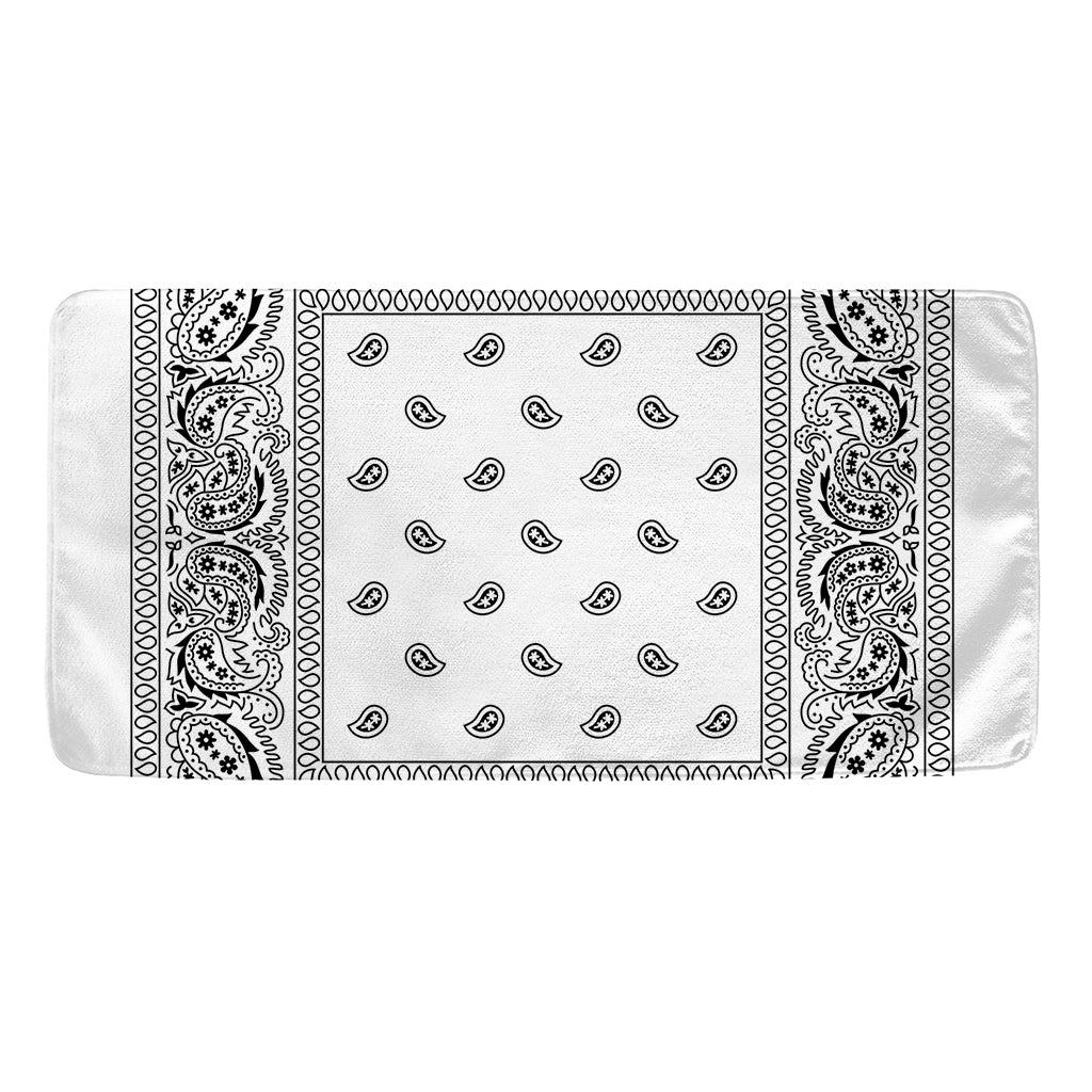 White And Black Paisley Bandana Print Towel