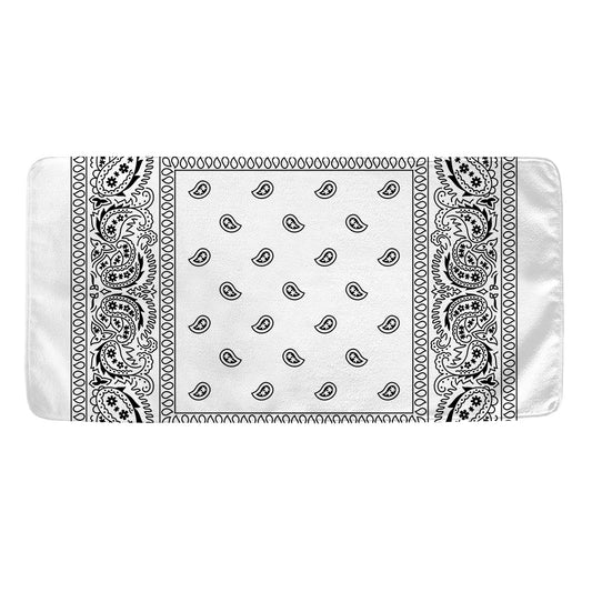 White And Black Paisley Bandana Print Towel