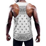 White And Black Paisley Bandana Print Training Tank Top