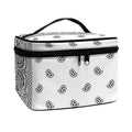 White And Black Paisley Bandana Print Travel Makeup Bag