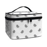 White And Black Paisley Bandana Print Travel Makeup Bag
