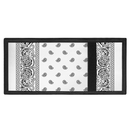White And Black Paisley Bandana Print Trifold Wallet