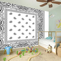 White And Black Paisley Bandana Print Wall Sticker