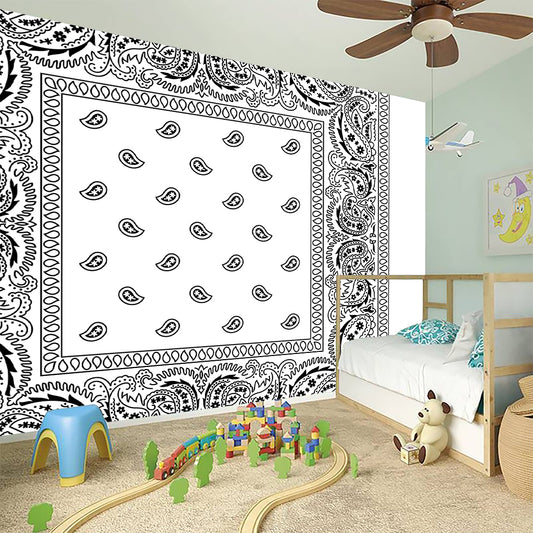 White And Black Paisley Bandana Print Wall Sticker