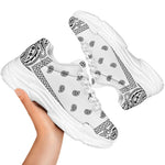 White And Black Paisley Bandana Print White Chunky Shoes