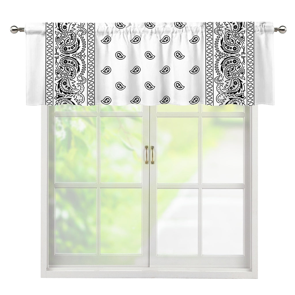 White And Black Paisley Bandana Print Window Valance