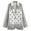 White And Black Paisley Bandana Print Women's Blazer