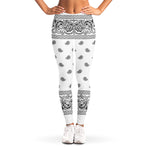 White And Black Paisley Bandana Print Women's Leggings
