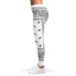 White And Black Paisley Bandana Print Women's Leggings
