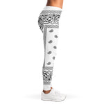 White And Black Paisley Bandana Print Women's Leggings