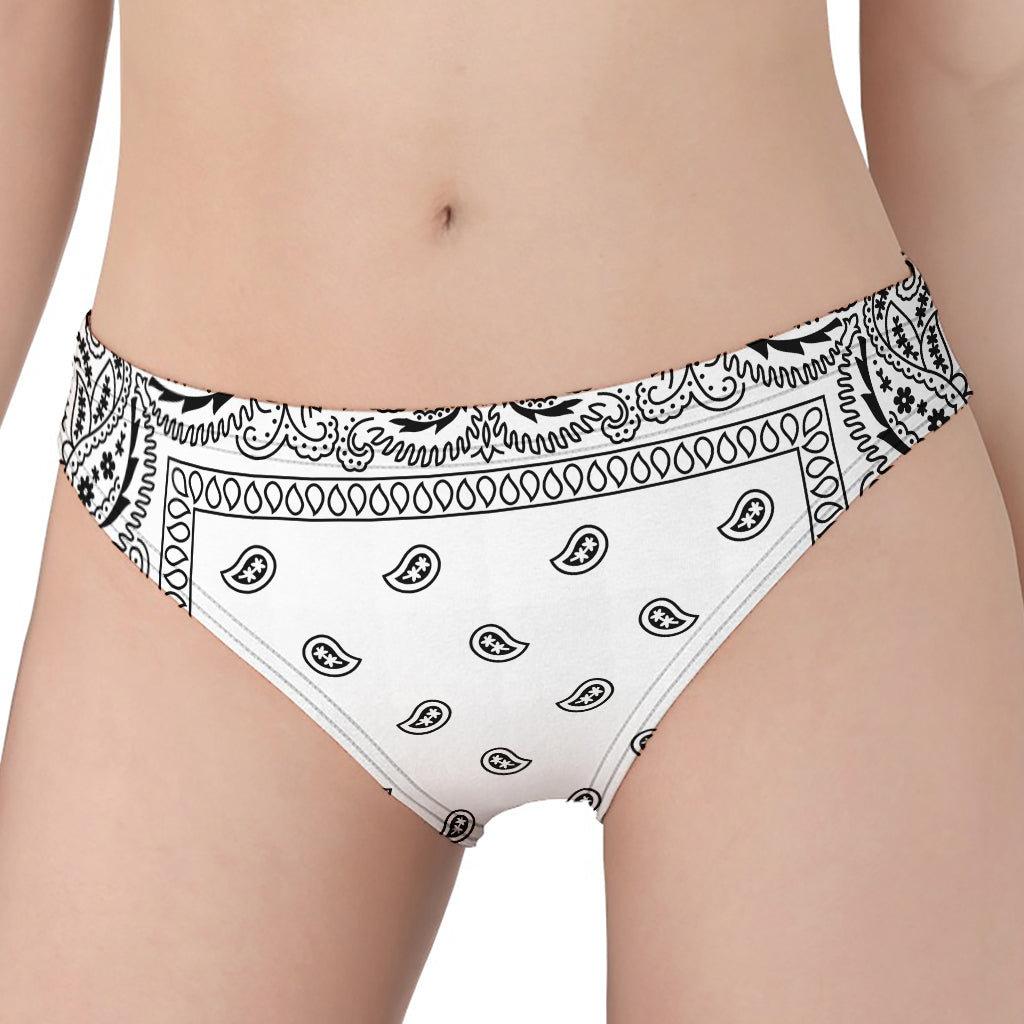 White And Black Paisley Bandana Print Women's Panties