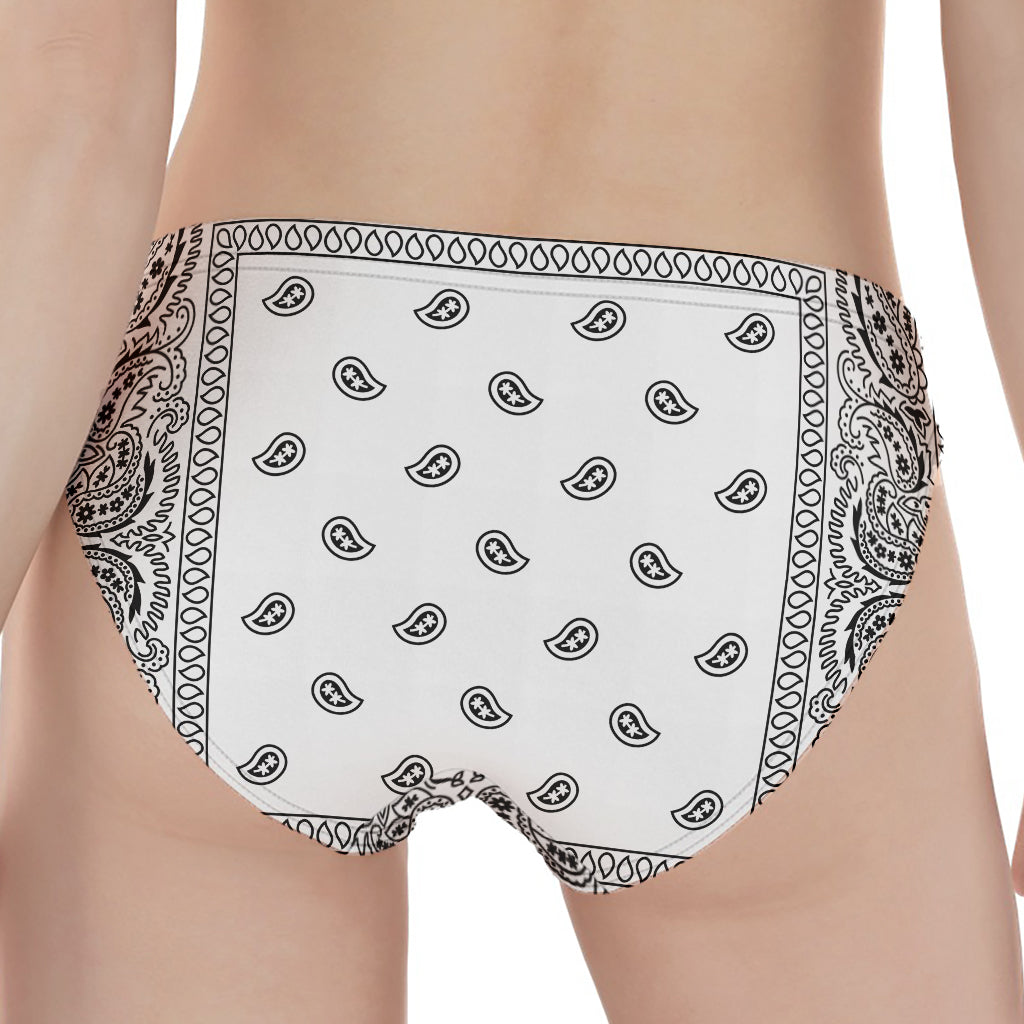 White And Black Paisley Bandana Print Women's Panties