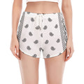 White And Black Paisley Bandana Print Women's Split Running Shorts