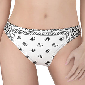 White And Black Paisley Bandana Print Women's Thong